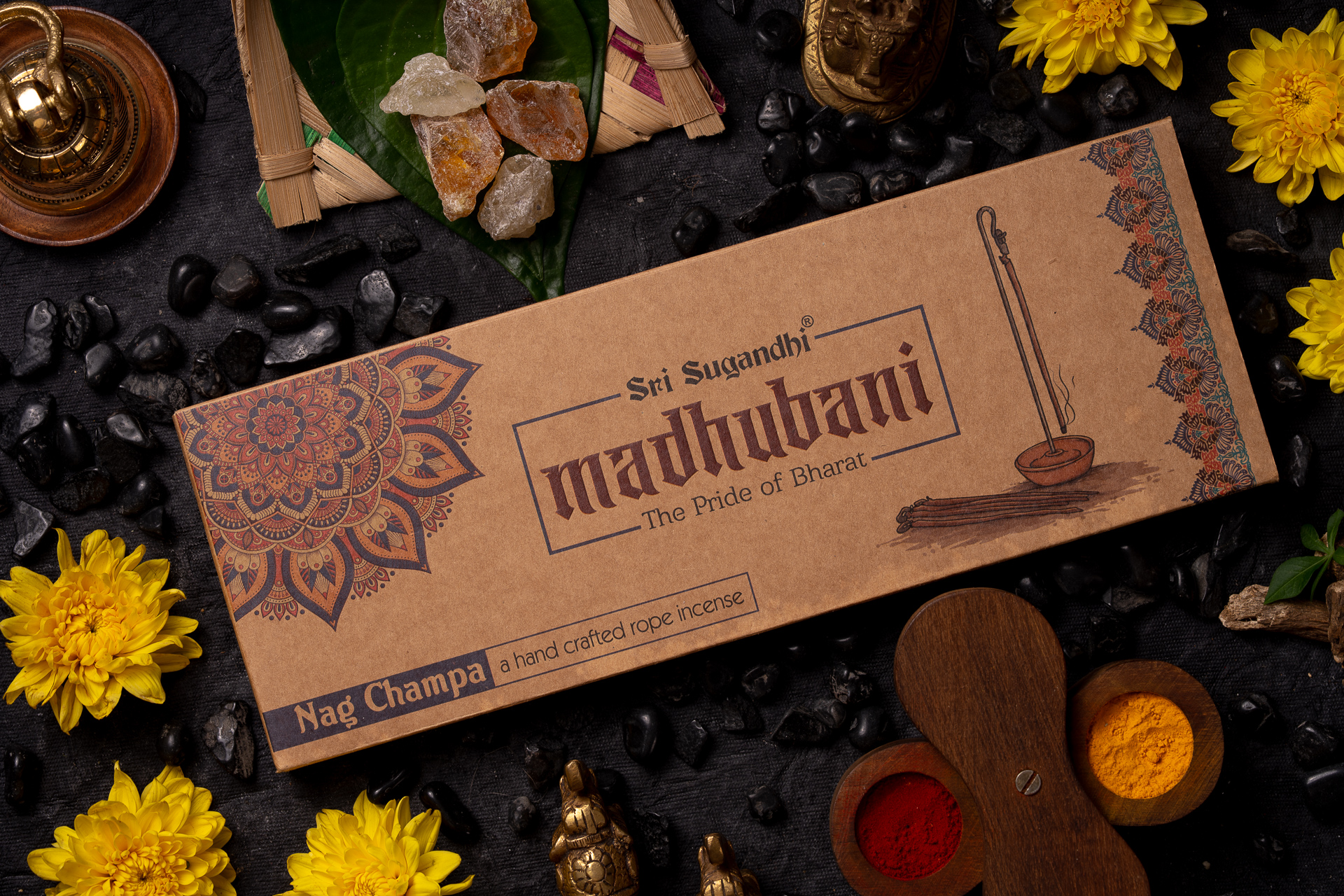 Madhubani hand crafted rope incense Nagachampa